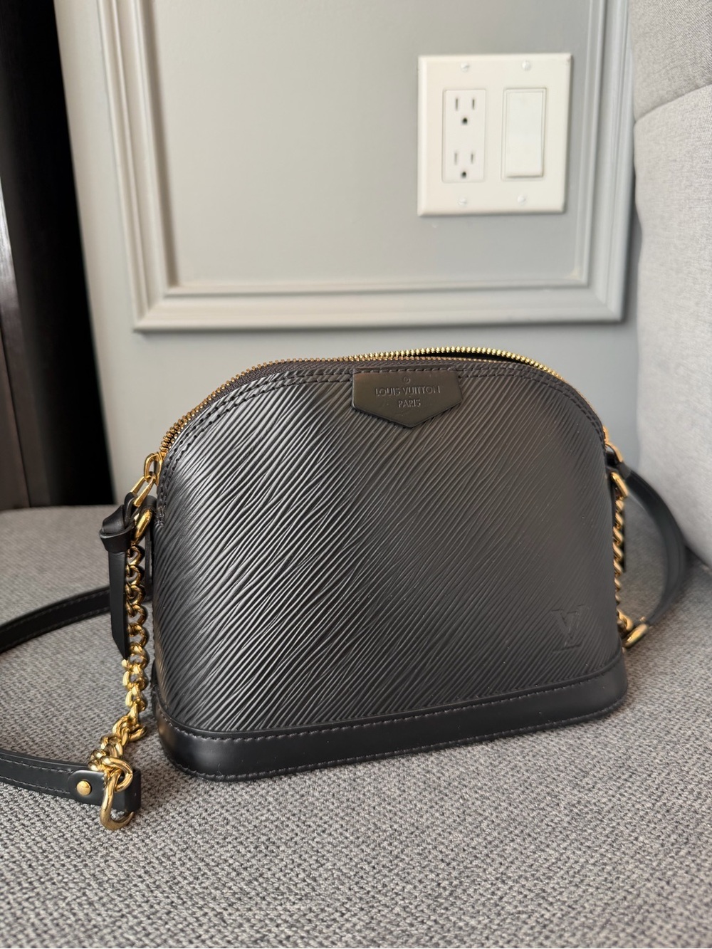 Louis Vuitton Black Epi Leather Crossbody with Gold Chain Strap